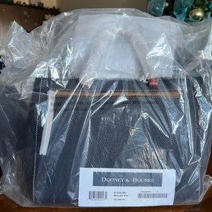 SALE TODAY NWT Dooney and Bourke Large Pebble Grain Zip Satchel in MIDNIGHT BLUE